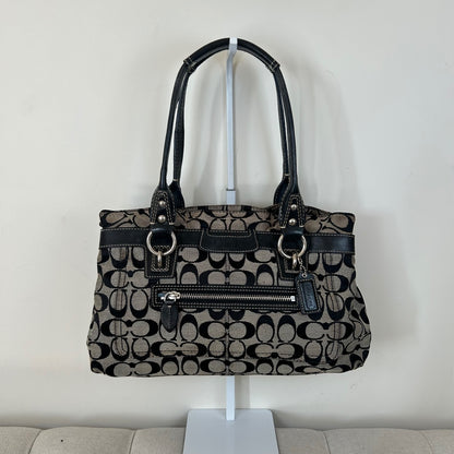 Coach Penelope Black Monogram 3 Compartment Shoulder Bag C1026-F14696