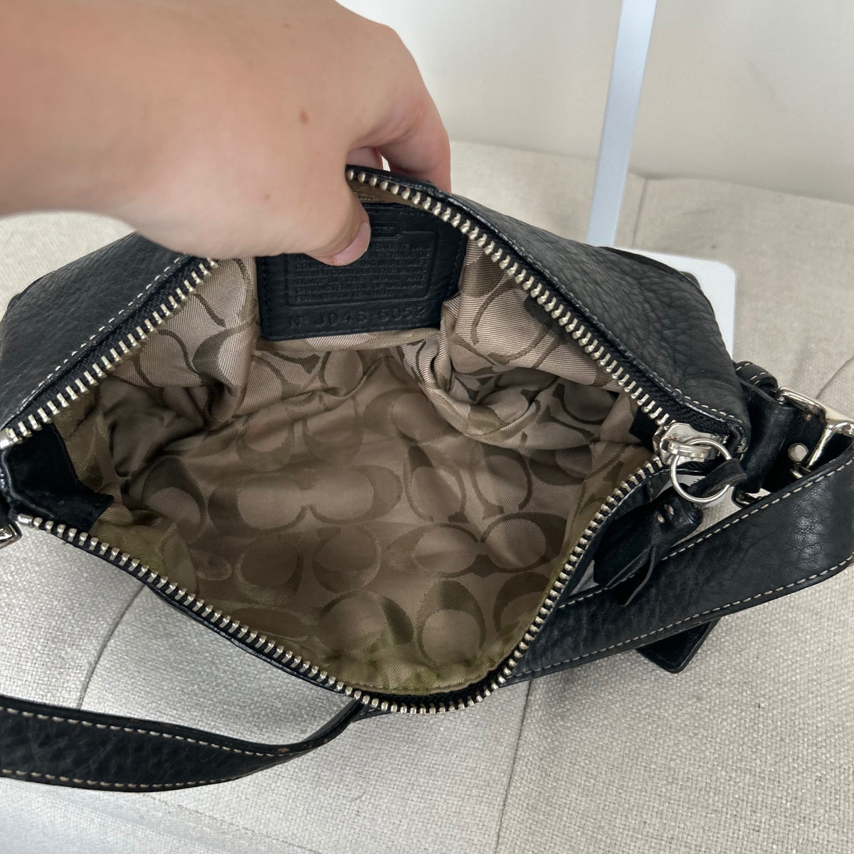 Coach Black Pebbled Leather Baguette Shoulder Bag J04S-5052