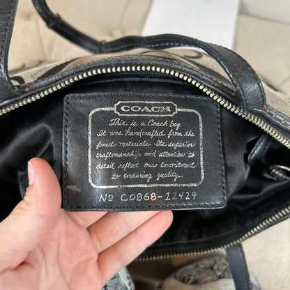 Coach Black Patent Signature Stripe Tote Bag C0868-12429