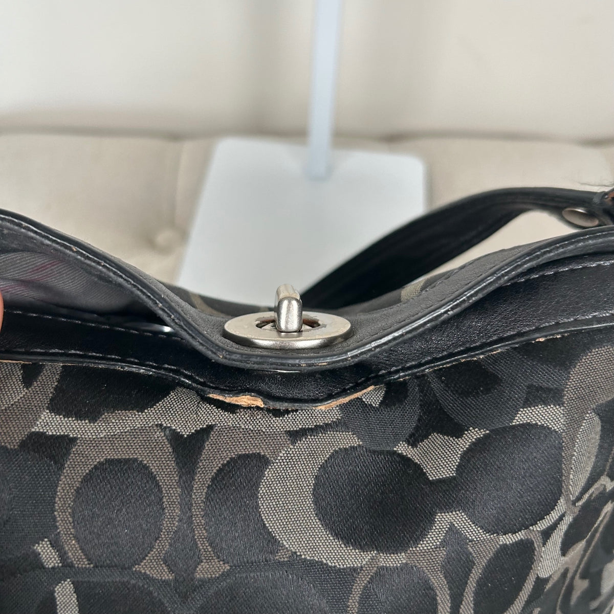 Coach Black and Grey Optic Monogram Mini Shoulder Bag D06J-10141