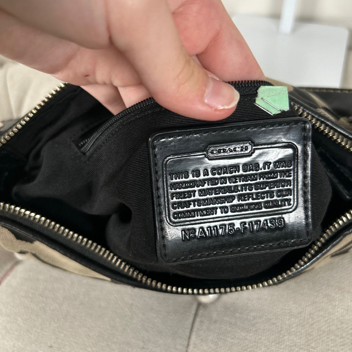 Coach Black Monogram Stripe Mini Shoulder Bag A1175-F17439