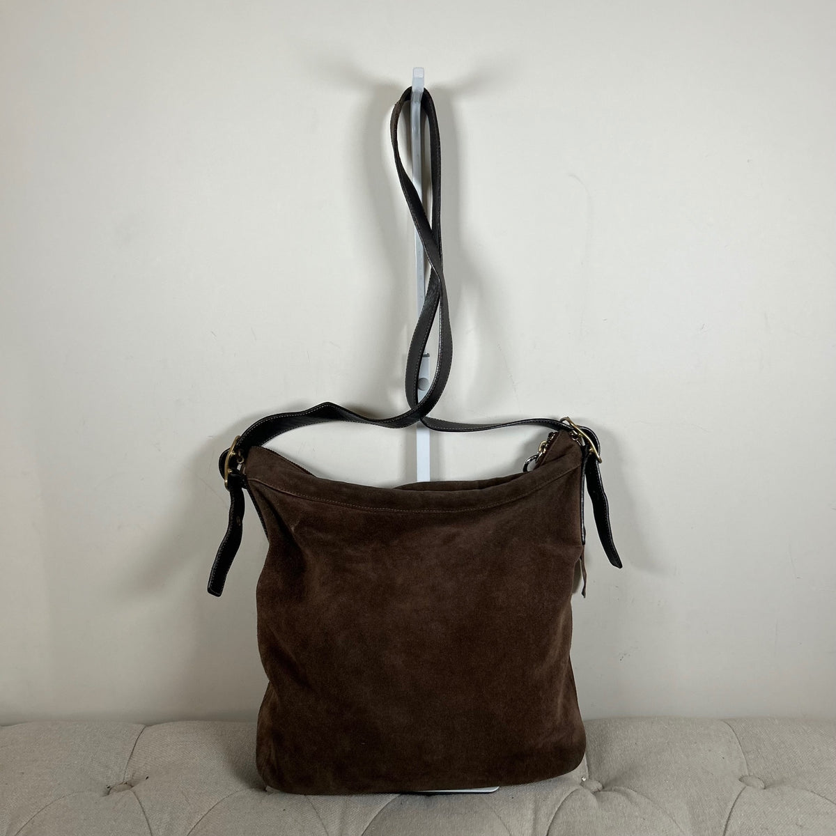 Coach Brown Suede Hobo Crossbody Bag G2S-9324