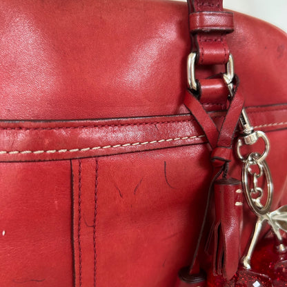 Coach Red Hampton Leather Satchel Shoulder Bag E050-8A69