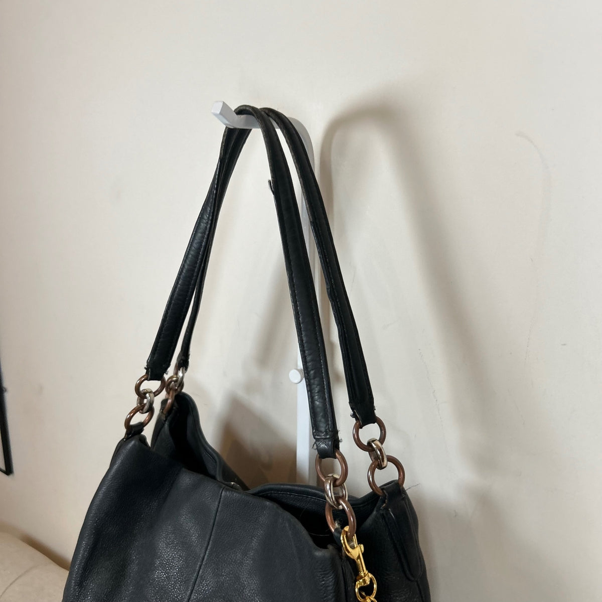 Coach Maggie Black Leather 3 Compartment Shoulder Bag