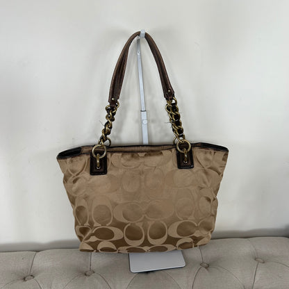 Coach Beige Signature Monogram Tote Shoulder Bag J1020-16410