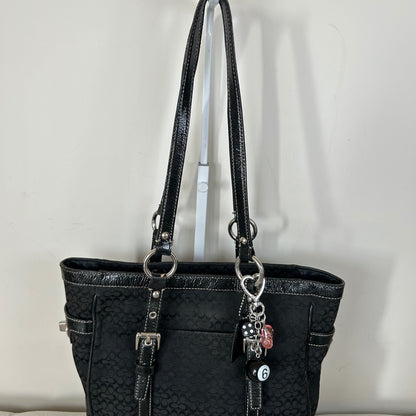Coach Black Signature Monogram East West Shoulder Tote Bag F0849-F12344