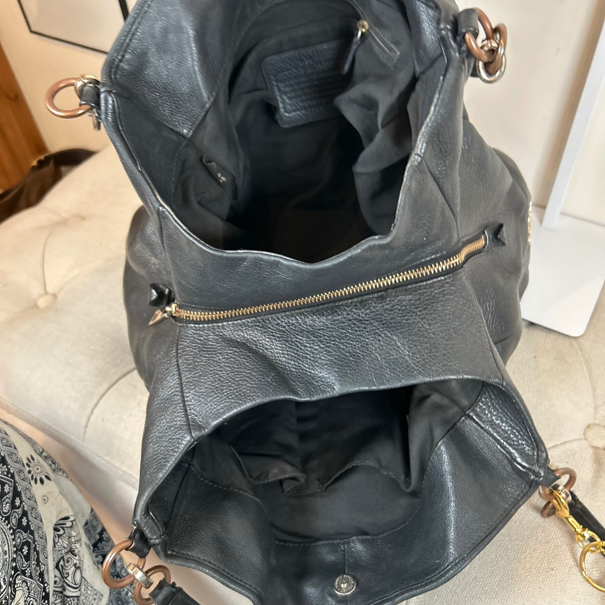 Coach Maggie Black Leather 3 Compartment Shoulder Bag