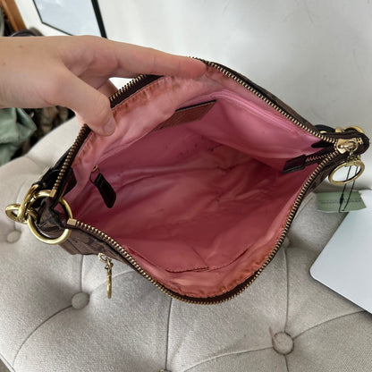Coach Chocolate Brown Poppy Monogram Shoulder Bag G1168-18135