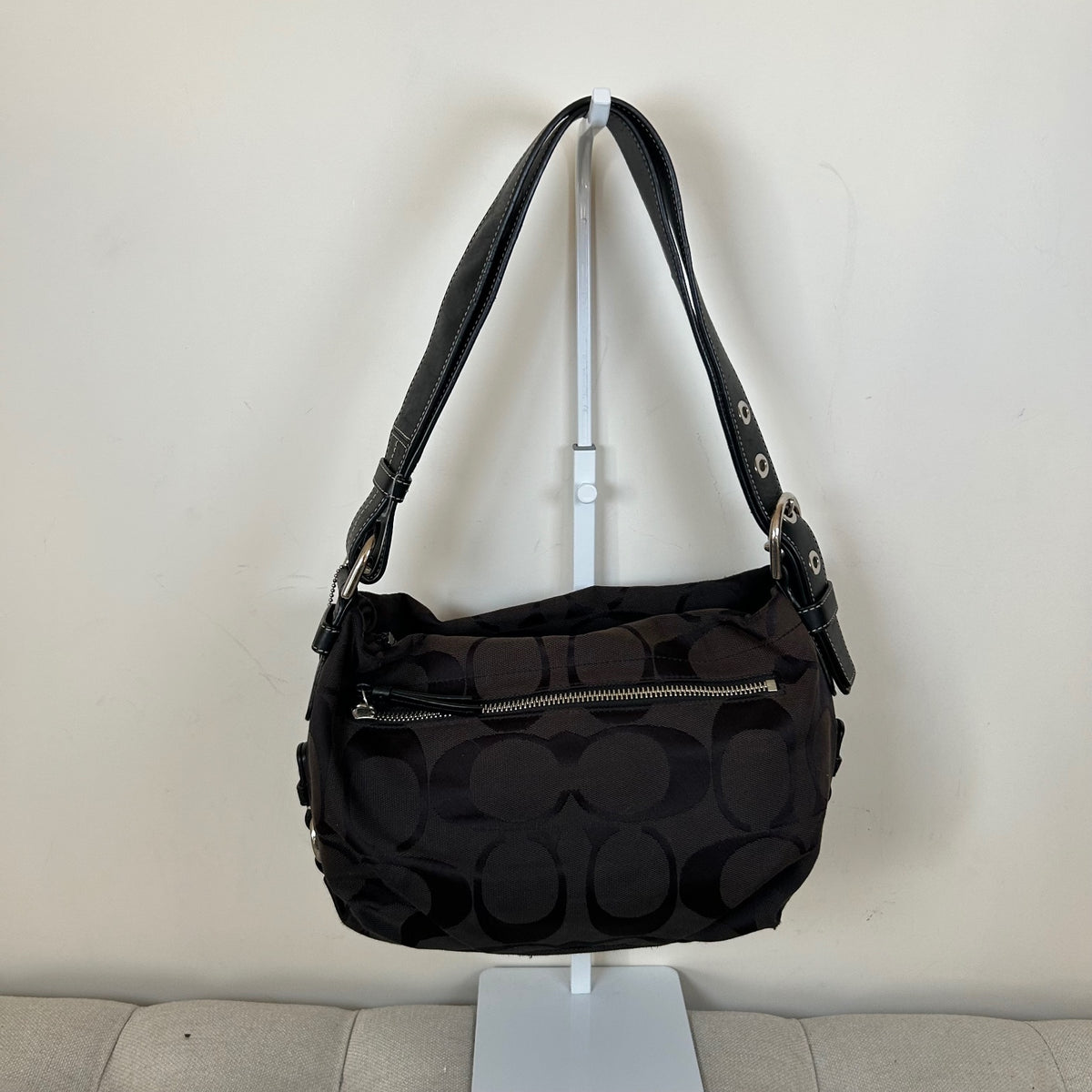 Coach Black Monogram Convertible Shoulder Bag F1194-F15068