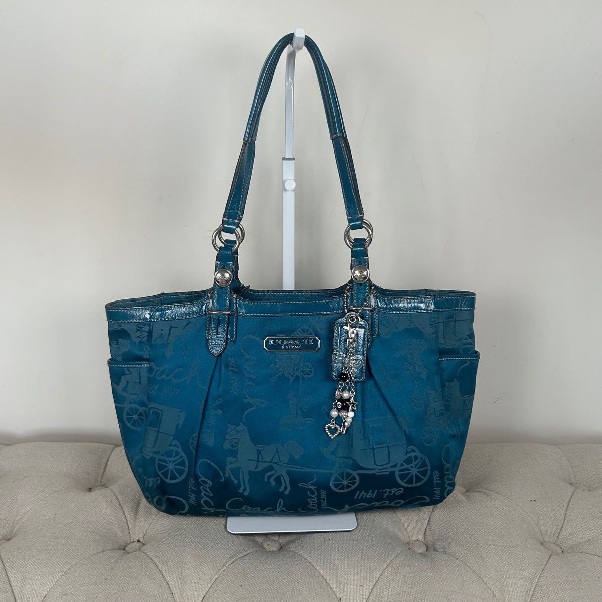 Coach Royal Blue Horse & Carriage Tote Shoulder Bag C1076-F15144