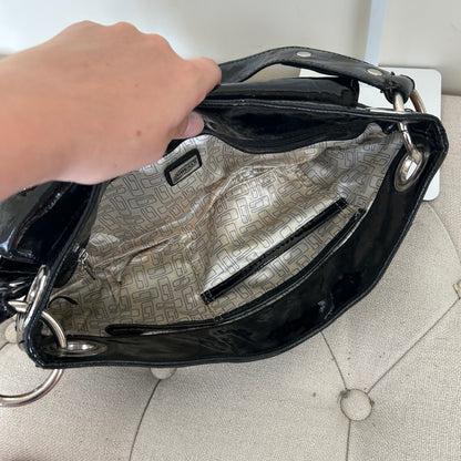Guess Black Monogram Silver G Shoulder Bag