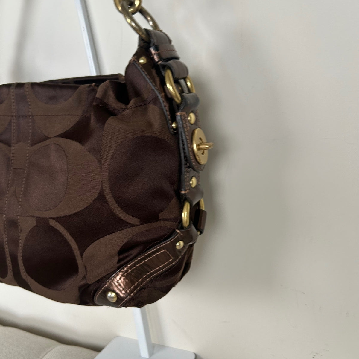 Coach Brown Carly Medium Monogram Shoulder Bag F0825-13008