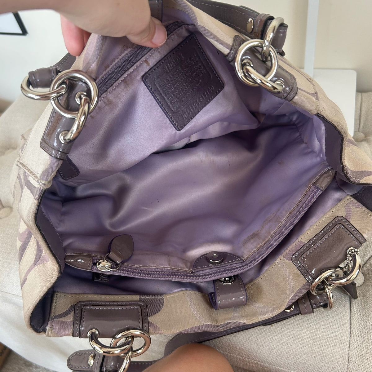Coach Purple Monogram 3 Compartment Shoulder Bag L1194-F17140