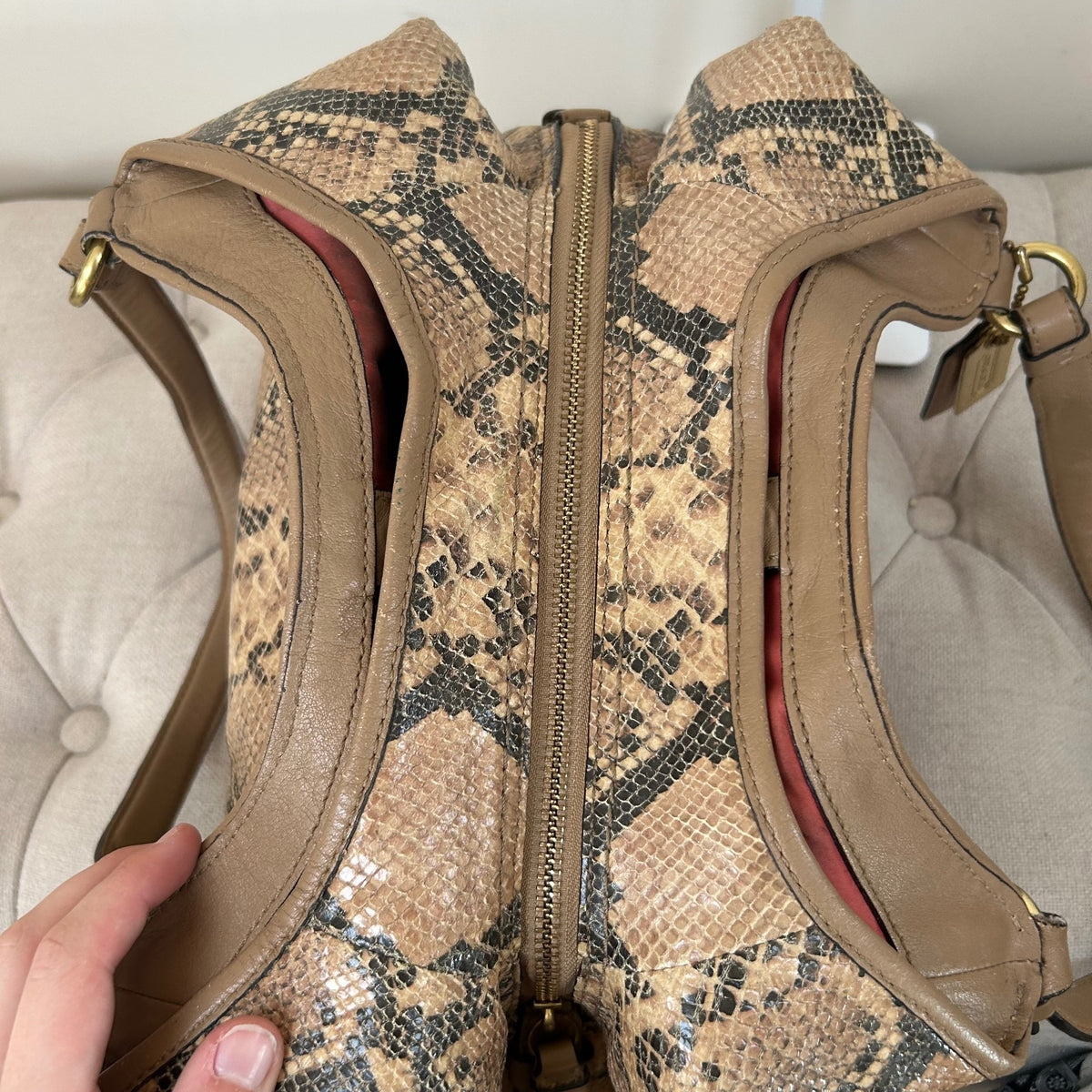 Rare Coach Maggie Snake Print 3 Compartment Shoulder Bag C1271-19629