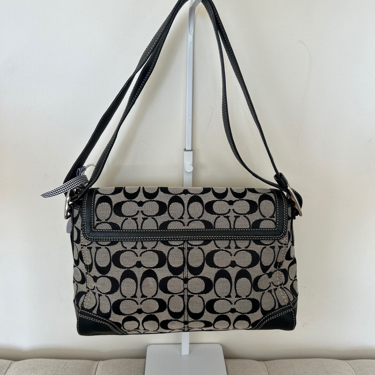 Coach Hampton Black Signature Monogram Shoulder Bag H0967-F13972