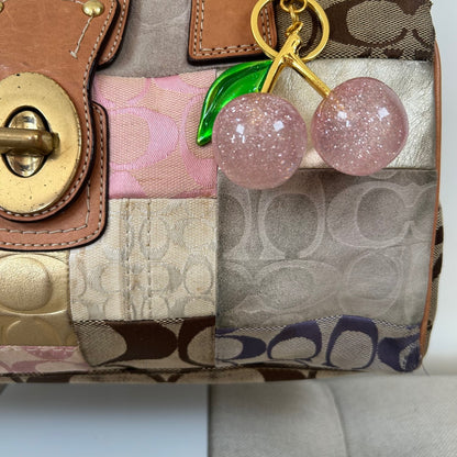 Coach Signature Pastel Patchwork 3 Compartment Turnlock Shoulder Bag K0871-F13335
