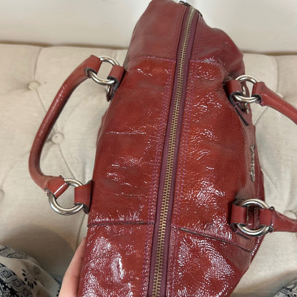 Coach Ashley Dark Red Patent Leather Convertible Shoulder Bag J1149-F15455