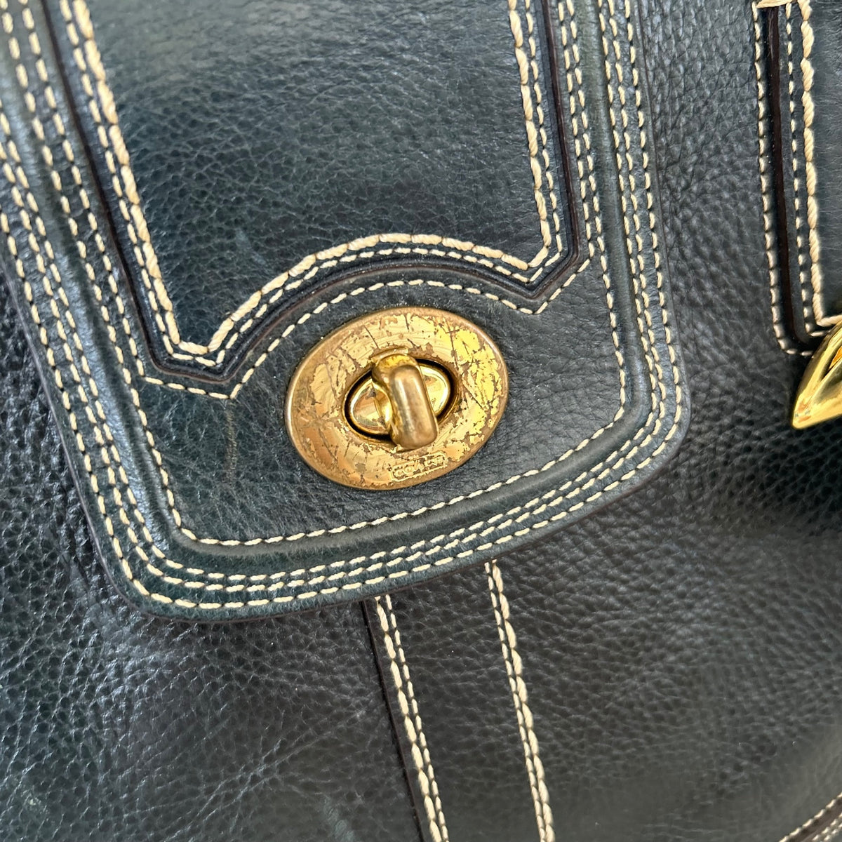 Coach Hamptons Blue Leather Carryall Shoulder Bag L0793-11086