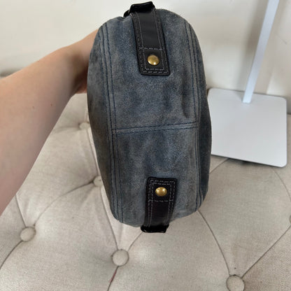 Rare Coach Mini Zoe Blue Suede Shoulder Bag E0873-41868