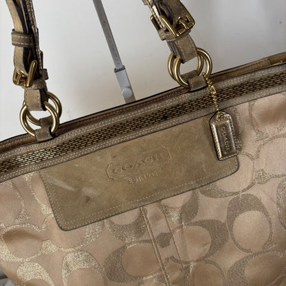 Coach Gold Glitter Monogram Canvas Tote Shoulder Bag F06J-10390
