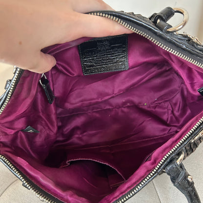 Coach Ashley Mini Black Ruffled Monogram Handbag J1182-18886