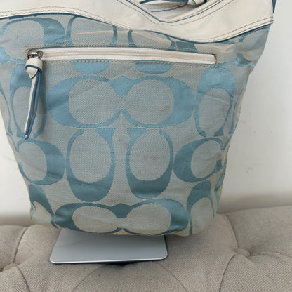 Coach Baby Blue Monogram Canvas Bucket Shoulder Bag M0849-F13358