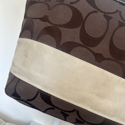 Coach Chocolate Brown Signature Monogram Stripe Tote Bag A0768-10124
