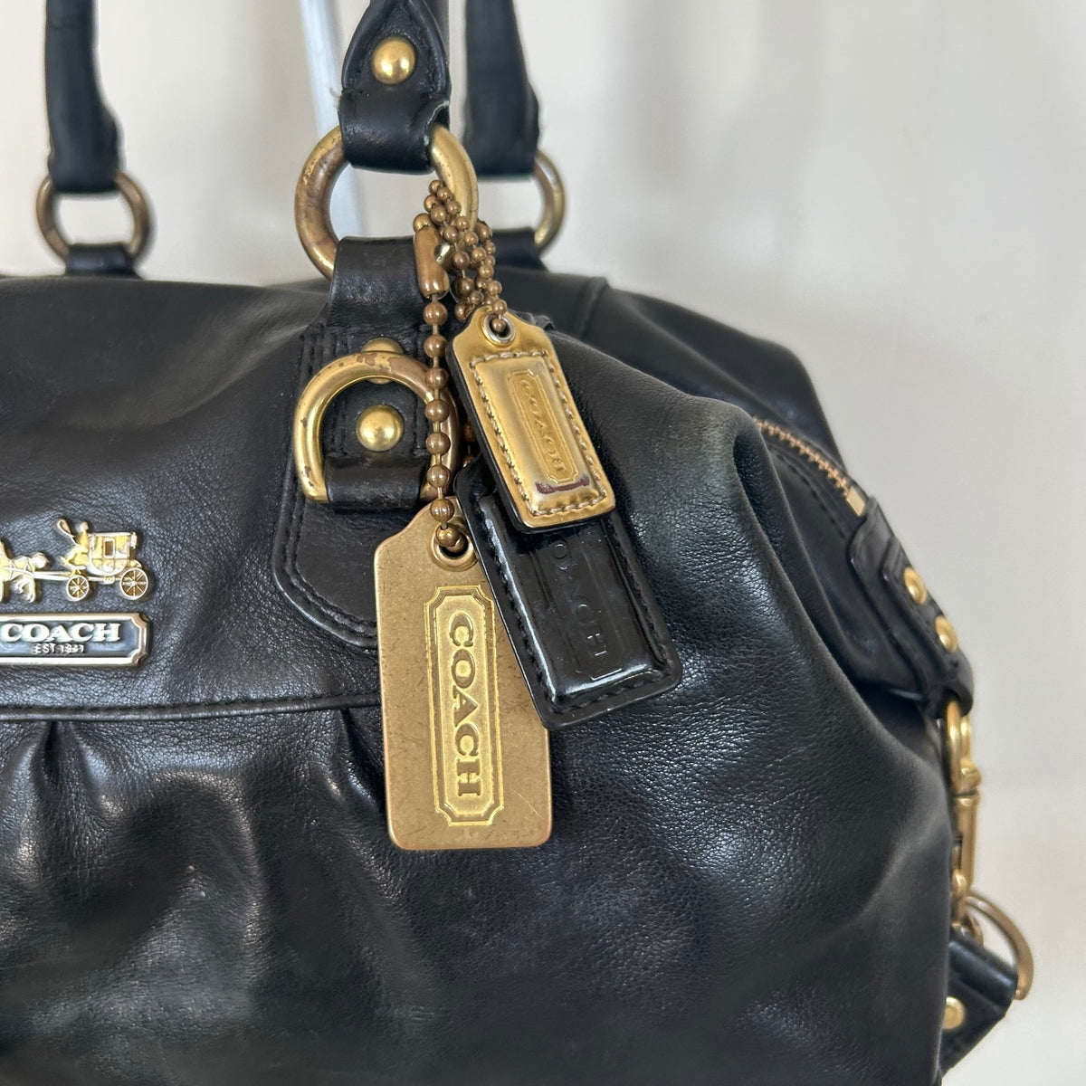 Coach Ashley Black Leather Convertible Handbag L0871-12937