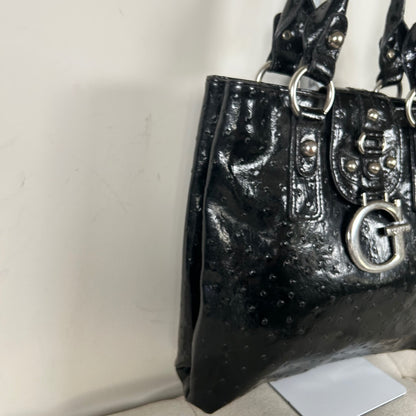 Guess Black Patent Leather Handbag Tote Silver G