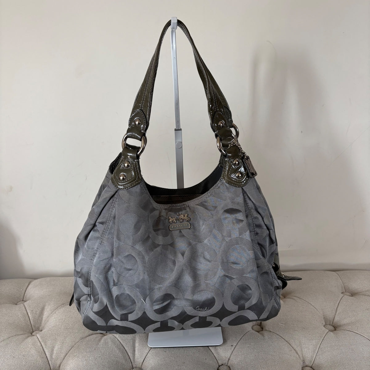 Coach Grey Monogram 3 Compartment Shoulder Bag D1073-14305