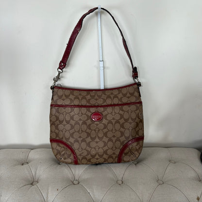 Coach Brown Patent Leather Red Detail One Strap Shoulder Bag H1276-F19823