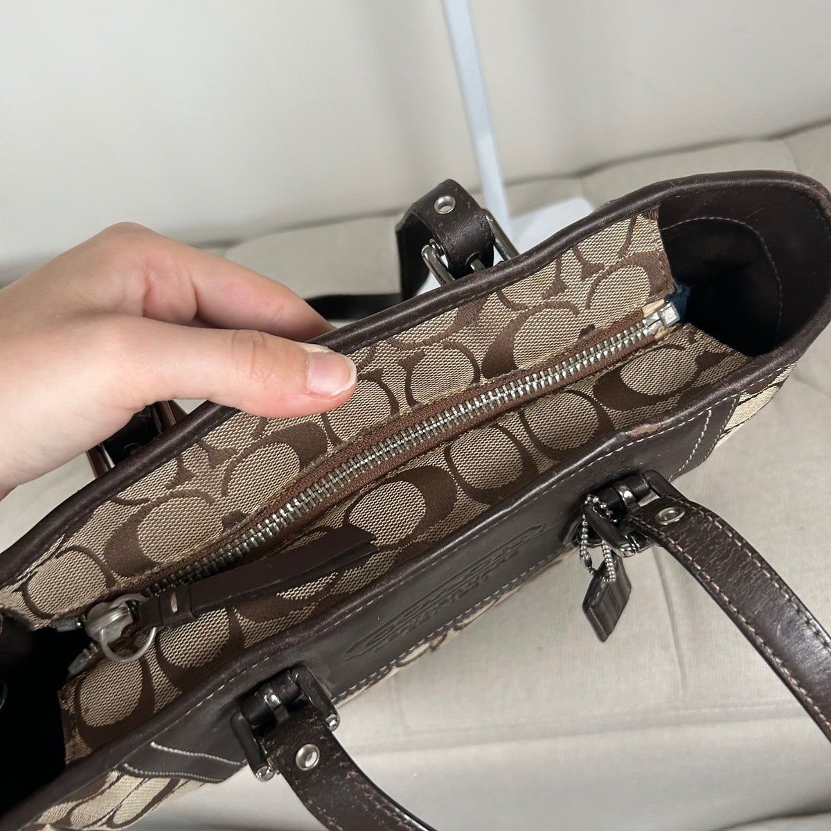 Coach Brown Signature Monogram Hampton Shoulder Bag B0860-F10659
