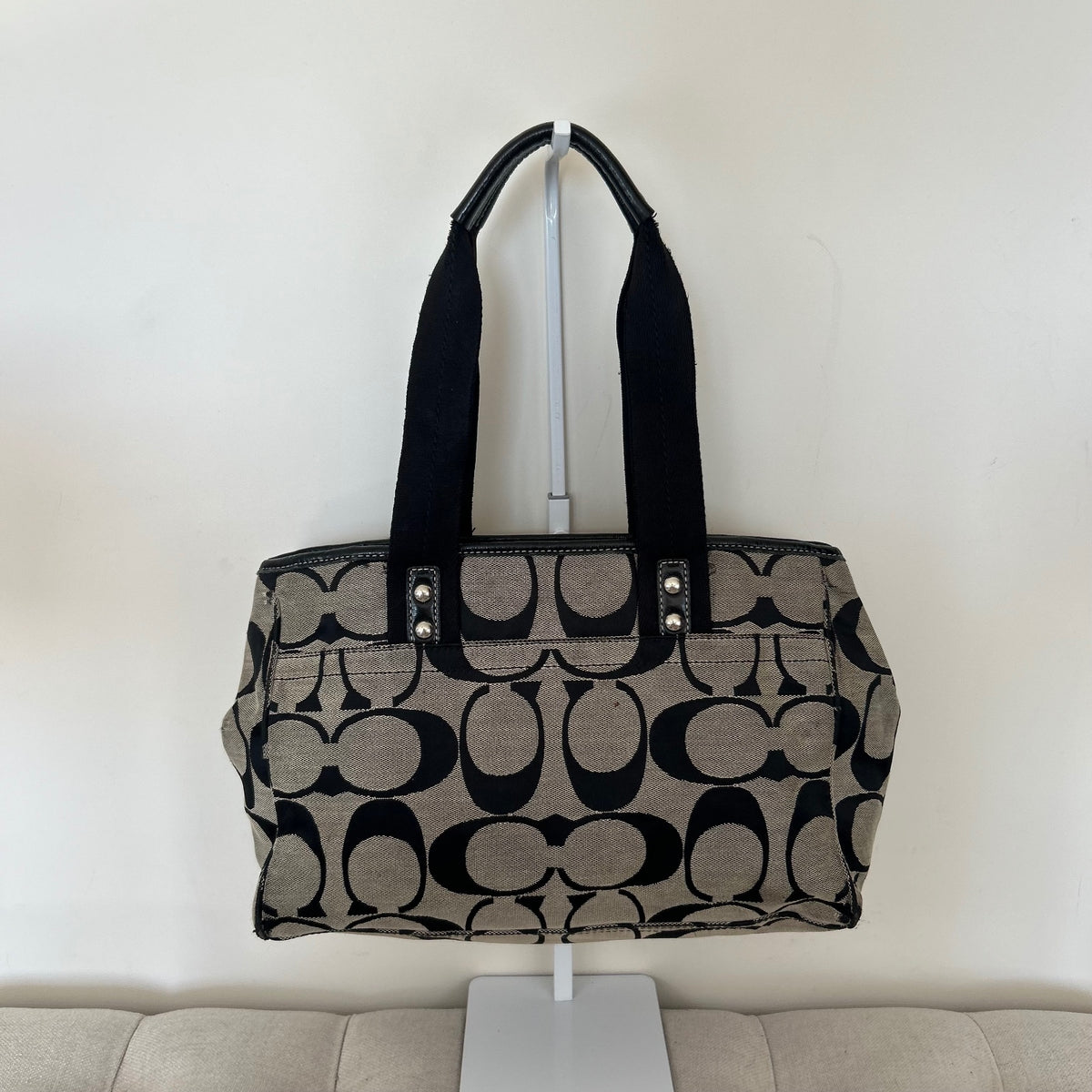 Coach Black Signature Monogram Shoulder Bag D1193-F14878