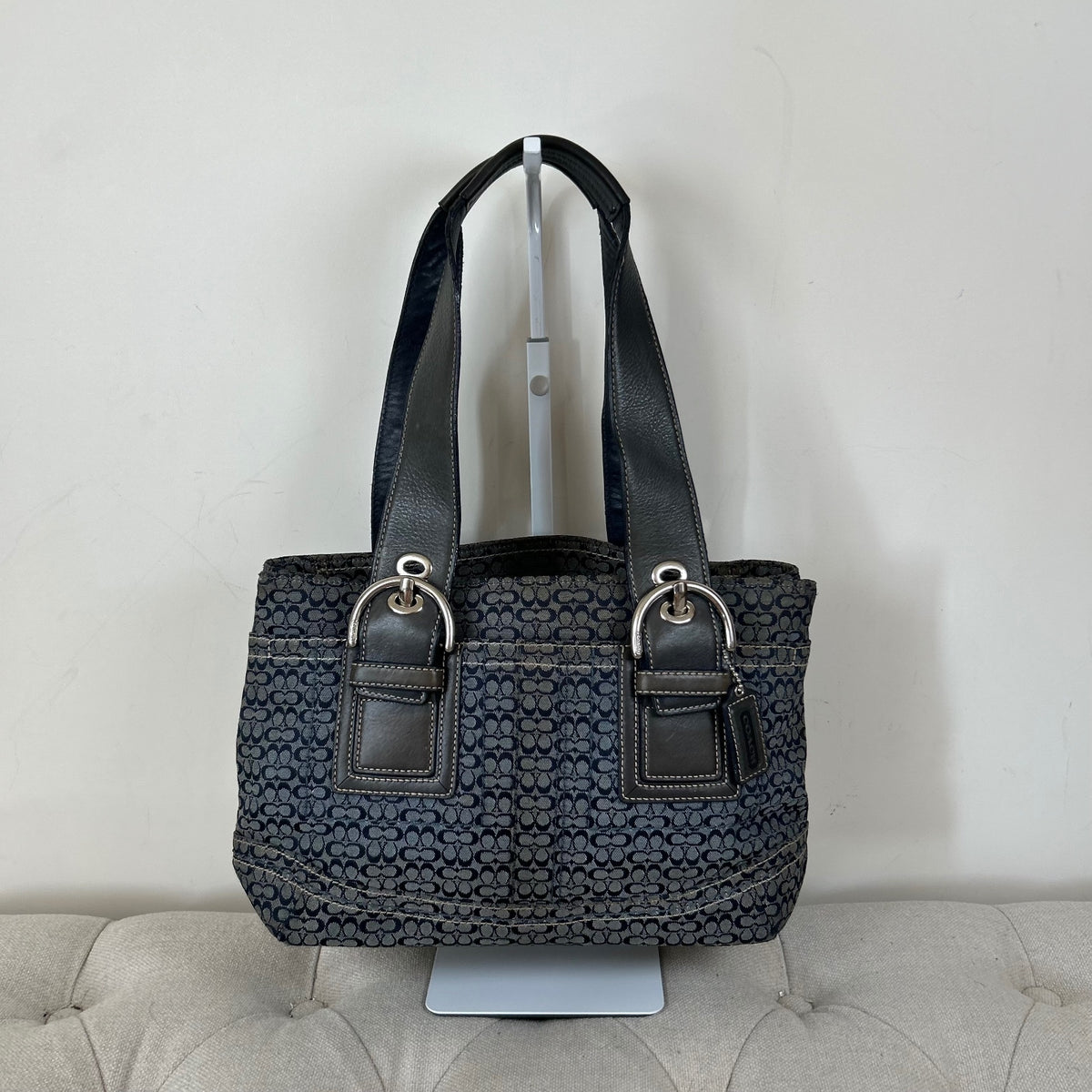 Coach Blue Monogram Tote Soho Shoulder Bag E0885-F12310