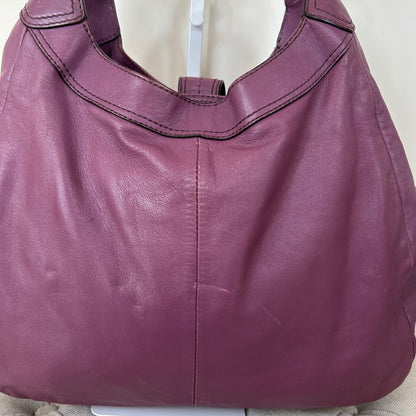 Coach Purple Leather Buckle Front 3 Compartment Shoulder Bag E1120-F17092