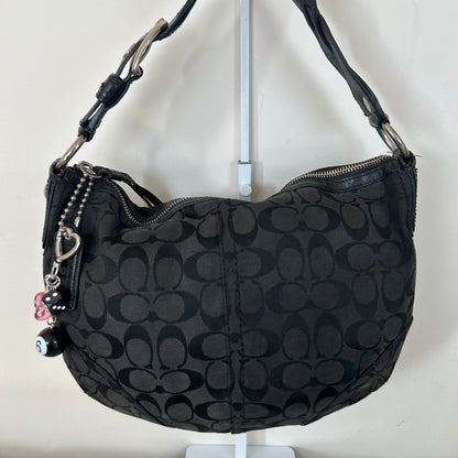 Coach Black Monogram Hobo Shoulder Bag with Plait Strap M0782-11858