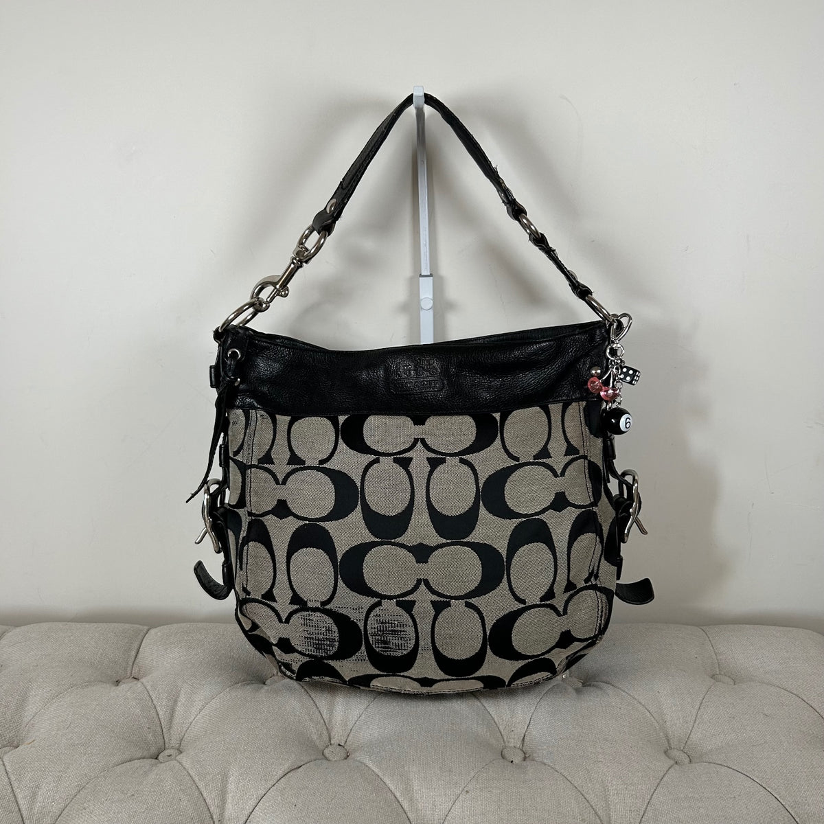 Coach Large Black Monogram Zoe Shoulder Bag K0982-F12674