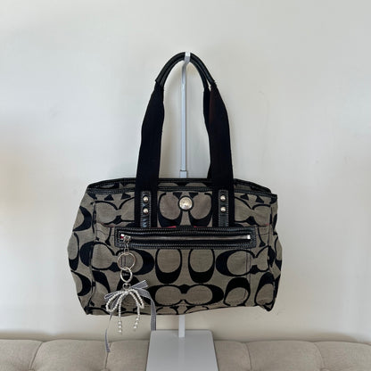 Coach Black Signature Monogram Shoulder Bag D1193-F14878