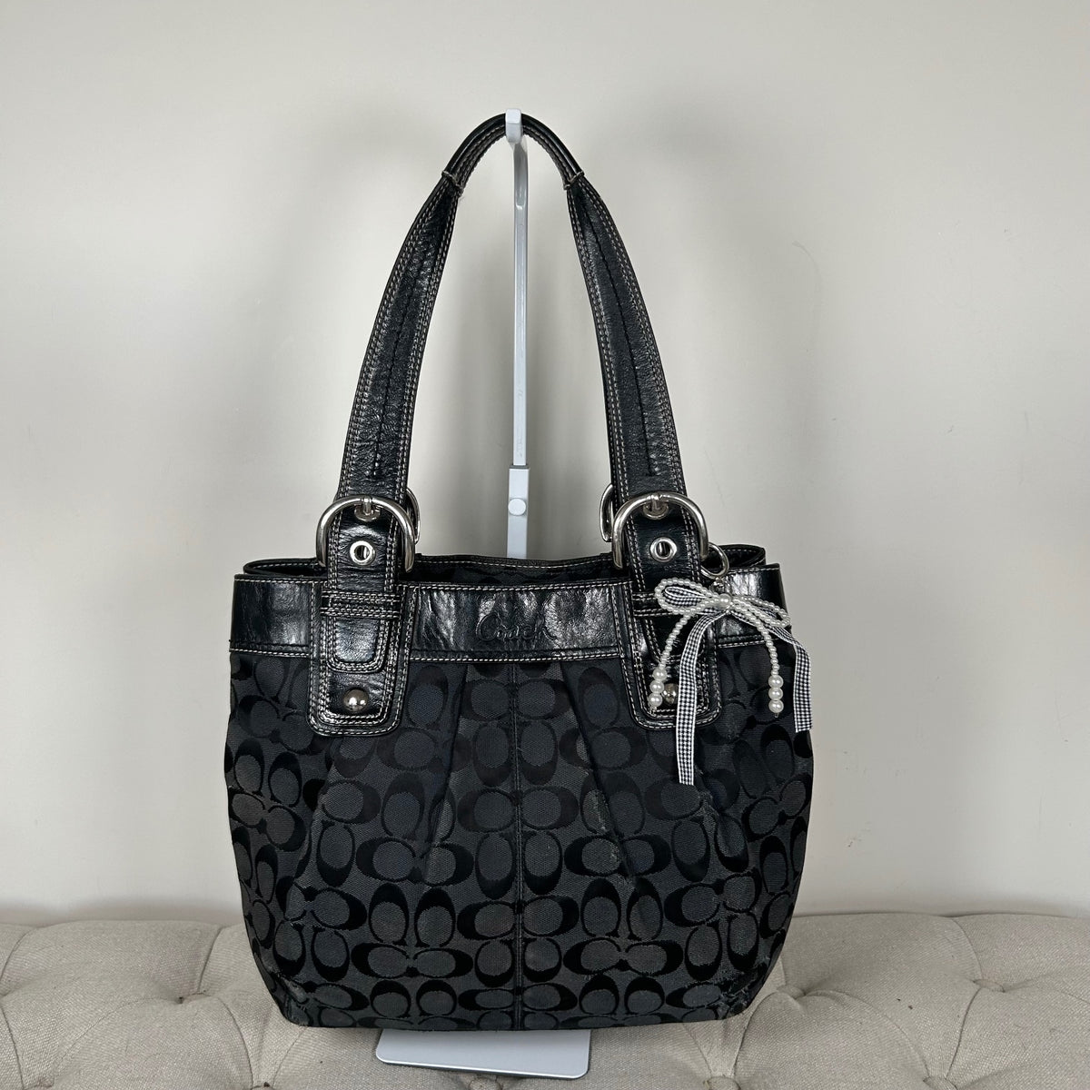 Coach Black Monogram Tote Shoulder Bag D1060-F15047