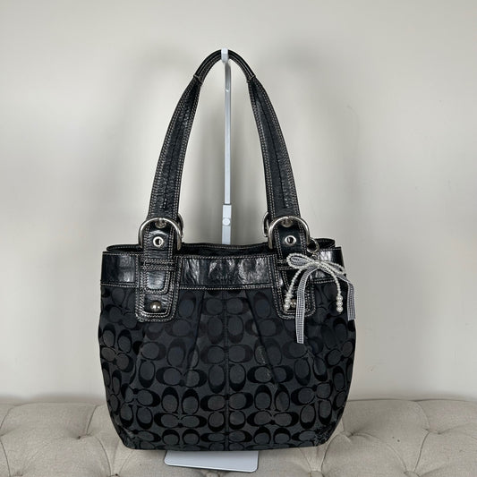 Coach Black Monogram Tote Shoulder Bag D1060-F15047