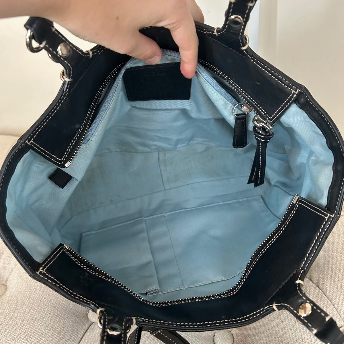 Coach Black Leather East-West Shoulder Bag J1082-F16565