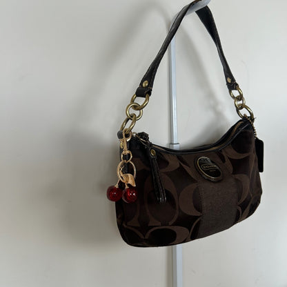 Coach Chocolate Brown Stripe Mini Shoulder Bag H1161-F18035