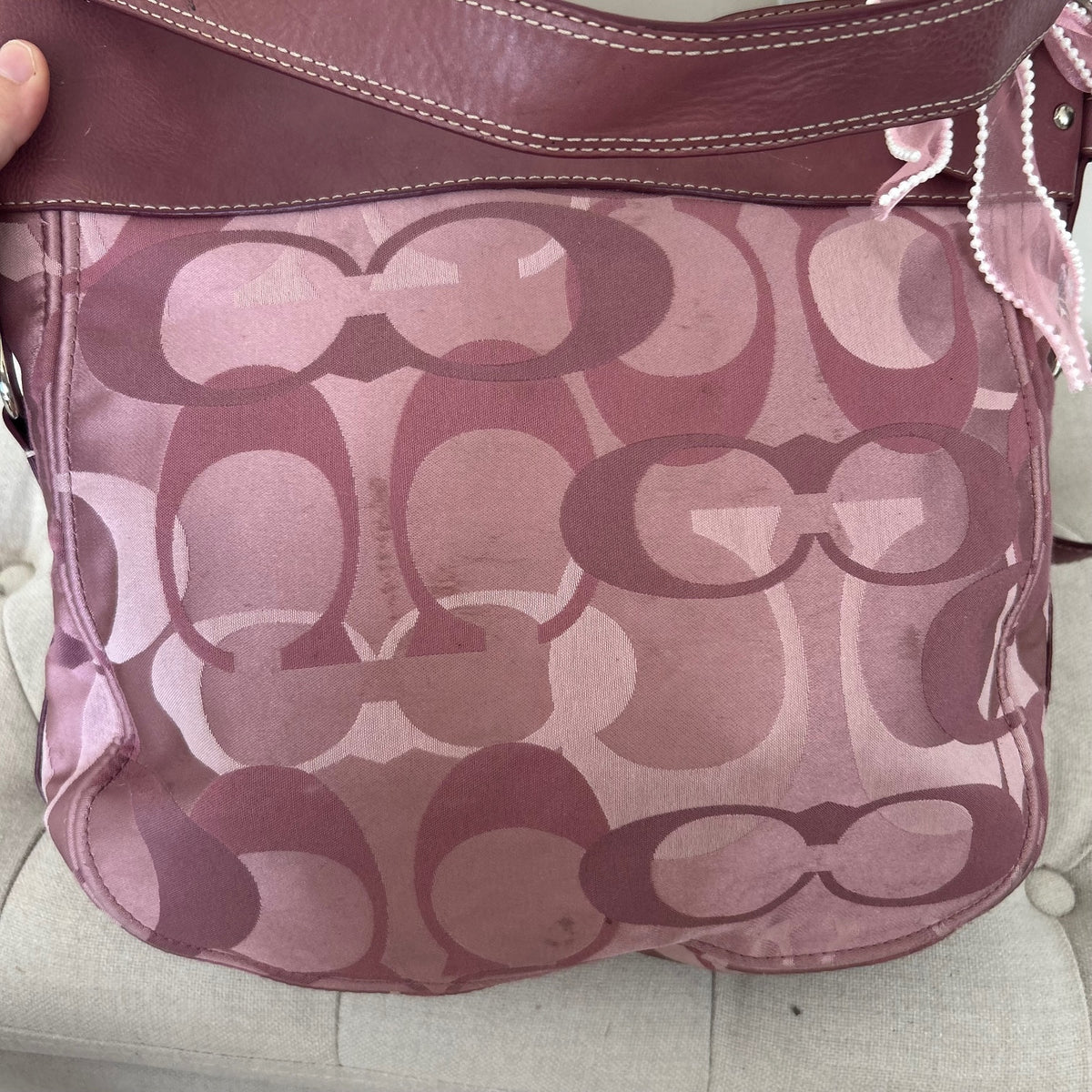 Coach Zoe Pink Purple Signature Monogram Shoulder Bag C1082-F14710