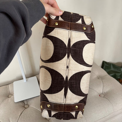 Coach Carly Beige Linen Large Shoulder Bag A0773-10795
