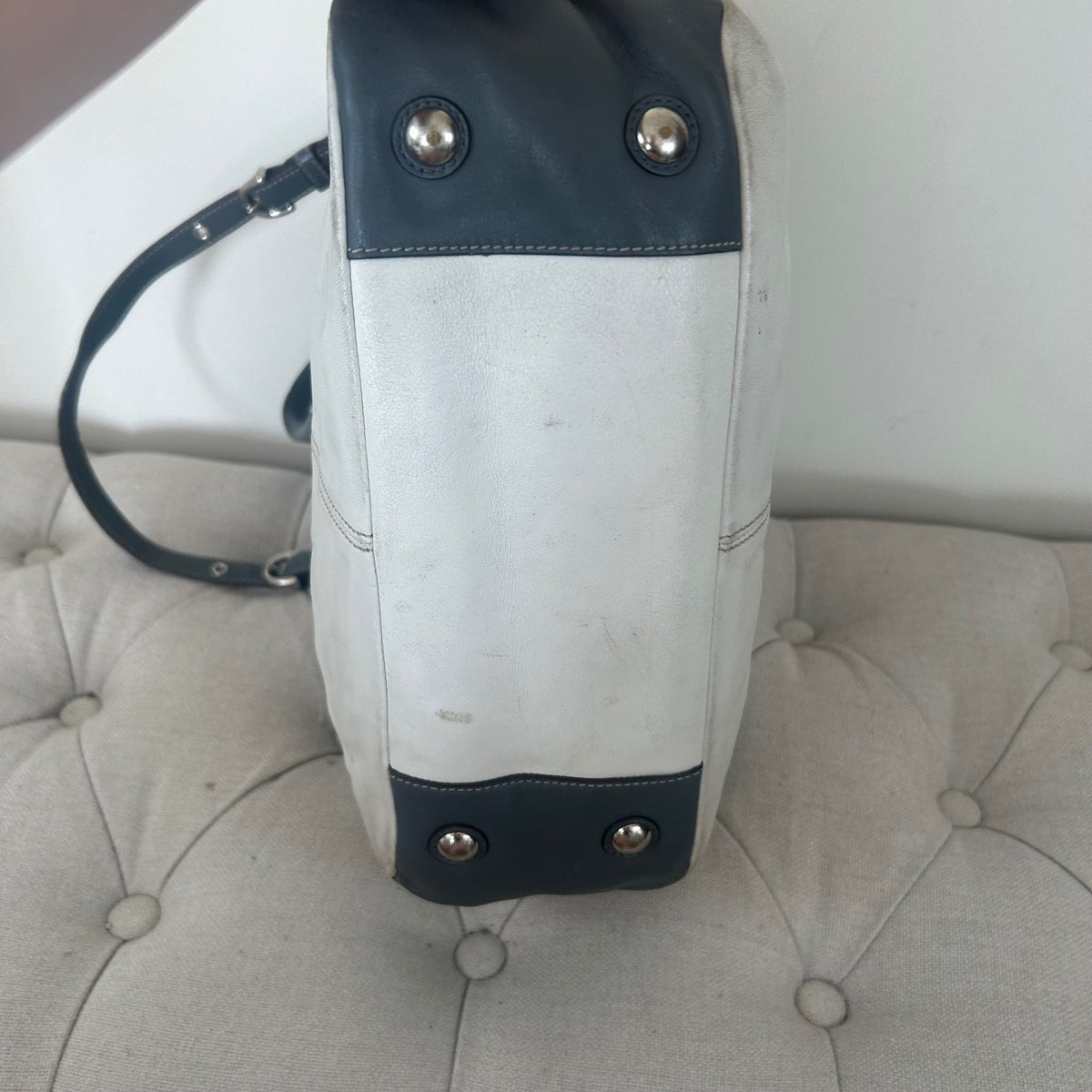 Coach White Leather Gallery East West Shoulder Tote Bag A1072-F13759
