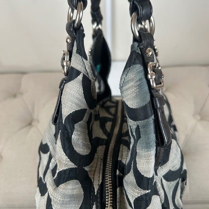 Coach Maggie Black OP Signature Monogram 3 Compartment Shoulder Bag E1120-F17020
