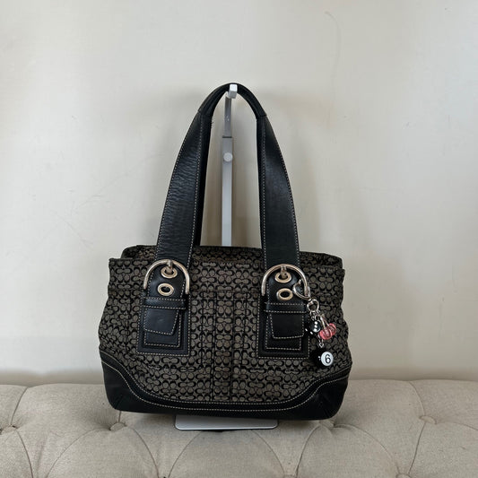 Coach Black Monogram Soho Tote Shoulder Bag M0778-F10927