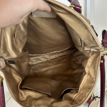 Coach Ashley Beige & Burgundy Large Convertible Shoulder Bag F1173-18648