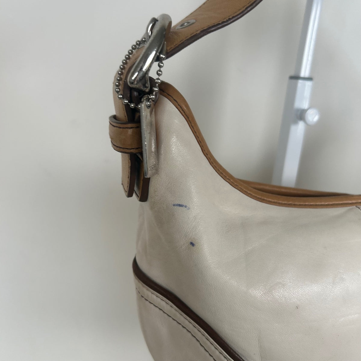 Coach White Leather Signature Mini Hobo Shoulder Bag A04S-4996