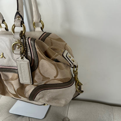Coach Ashley Beige Monogram Convertible Shoulder Bag E1249-F17447